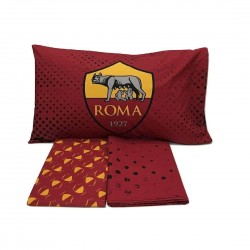Completo letto una piazza AS Roma Official in cotone Tris Lenzuola