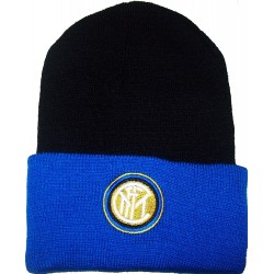 CUFFIA INTER UFFICIALE BERRETTO CAPPELLO Colore NERO risvolti blu Royal