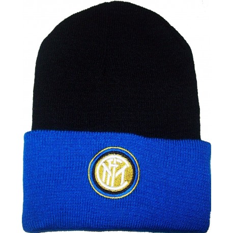 CUFFIA INTER UFFICIALE BERRETTO CAPPELLO Colore NERO risvolti blu Royal